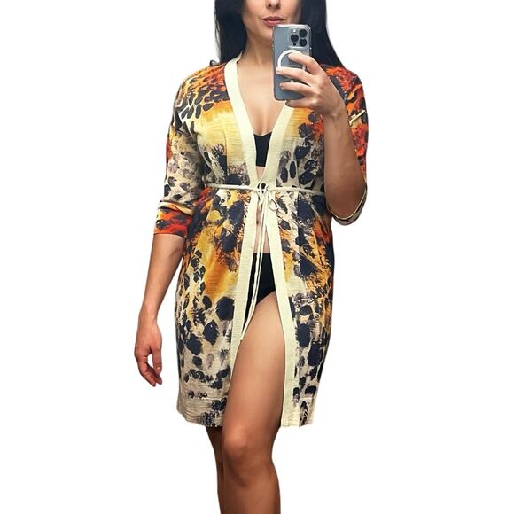 ❌SOLD❌Diane von Furstenberg Long Open Light Cardigan / Swim Cover-Up - Picture 1 of 11